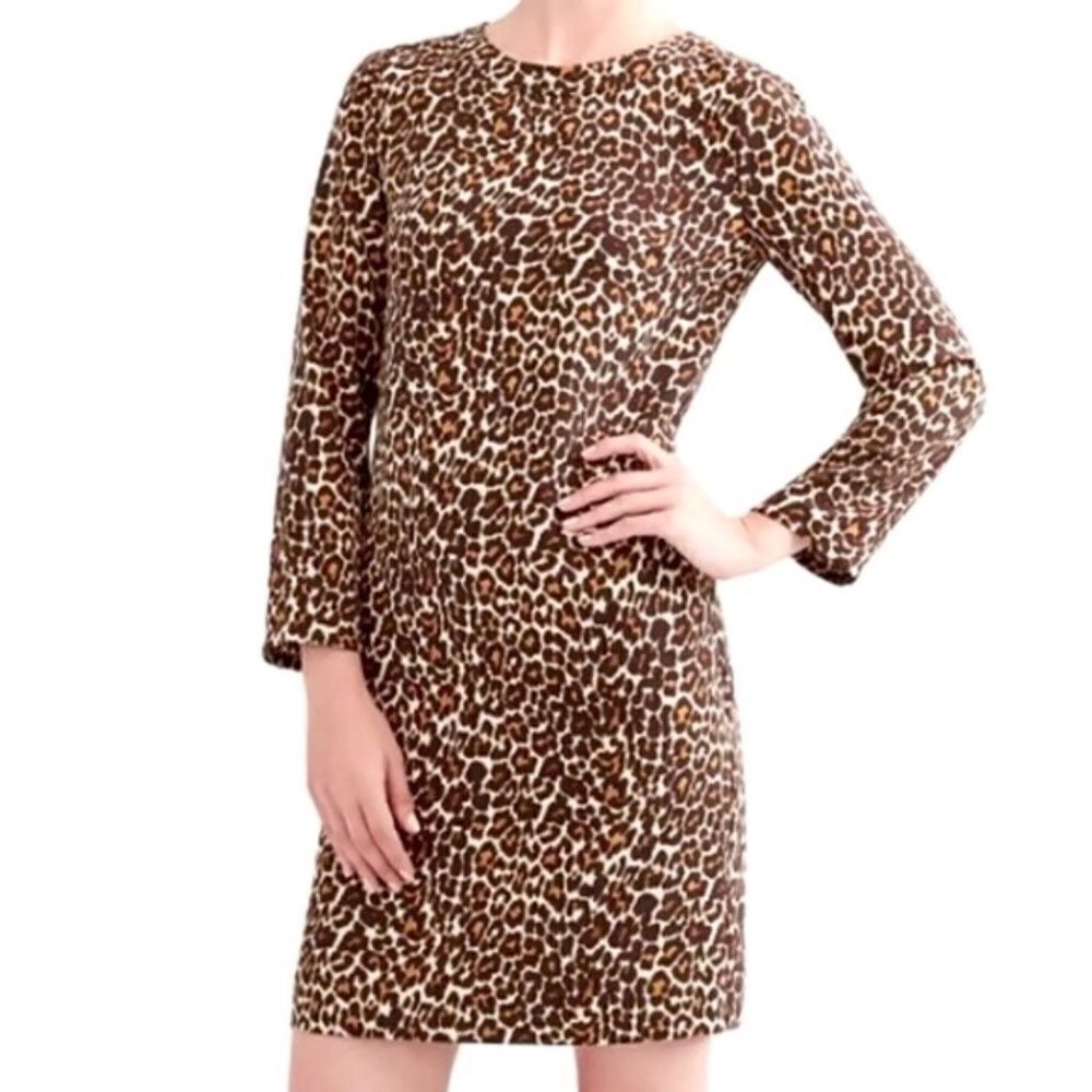 NWT J. Crew Leopard Crepe Shift Dress sz 0